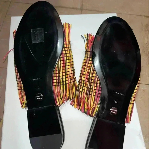 NIB Proenza Schouler Fringe Slides Shoes Sandals Black EU 38 US 7 1/2 - Picture 5 of 9